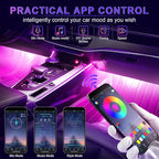 LivTee Accent Interior Car Lights, Smart Car Interior Lights with App Control, RGB LED Lights with Music Mode and DIY Mode, 2 Lines Design LED Lights for Cars with 12V Cigarette Lighter Adapter