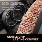 PINCTROT Chenille Leather Steering Wheel Cover, Soft Mottled Colors, Sweat-Proof, Non-Slip Grip, All-Season Comfort, Universa