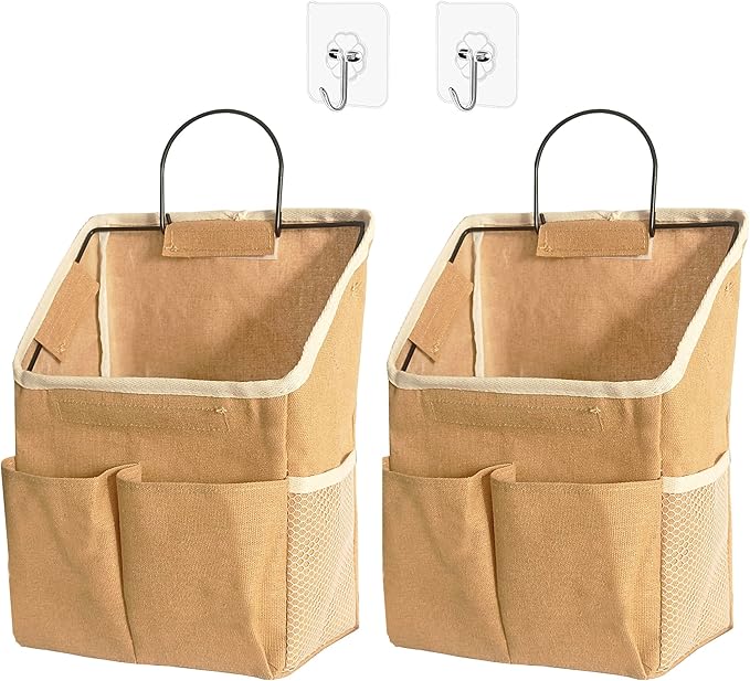 2pcs Wall Hanging Storage Bag,Wall Hanging Organizer Bags with Pockets, Wall Organizer Storage for Dormitory Bathroom Bedroom
