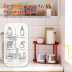 Sezanrpt 2 Tier Acrylic Corner Shelf Organizer Storage 9.5x9.5x8 Inch, Red Countertop Corner Shelf for Bathroom, Kitchen, Bed