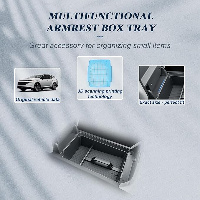 BIBIBO 2Pack for 2025 Murano Center Console Organizer 2025 Nissan Murano SV/SL/Platinum Console Armrest Tray +2025 Murano Wireless Charging Silicone Mat Murano 2025 Insert Organizer Nissan Murano 2025