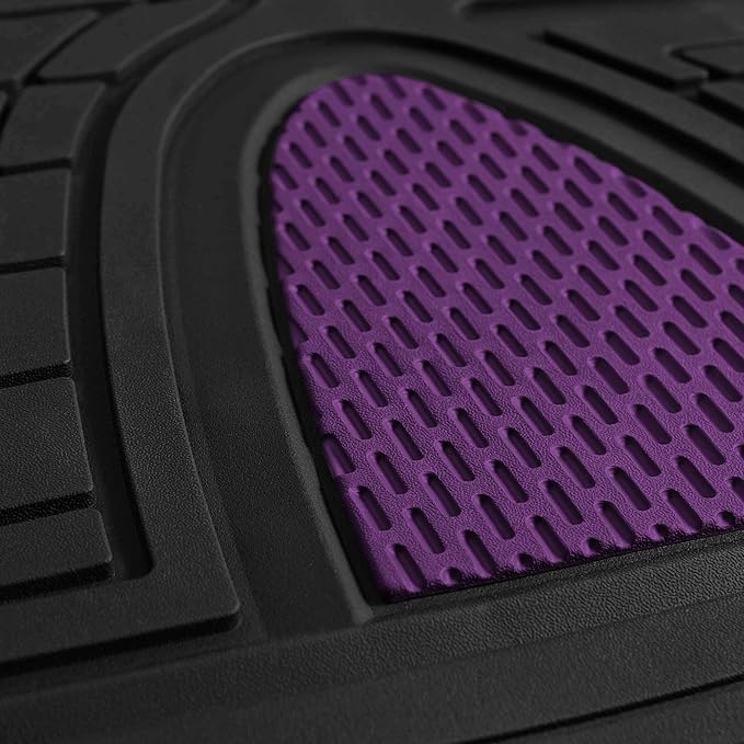 FH Group Automotive Floor Mats - Heavy-Duty Rubber Floor Mats for Cars, Universal Fit Full Set, Climaproof Floor Mats, Trimmable Floor Mats for Most Sedan, SUV, Truck Floor Mats Purple