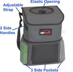 EPAuto Waterproof Car Trash Can with Lid and Storage Pockets, 2.5 Gallon Leakproof, Dark Gray