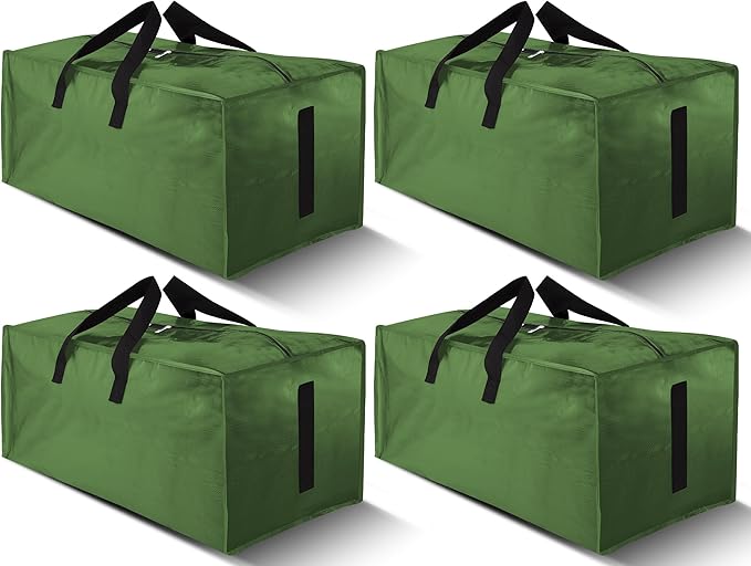 HOMESURE 4 Pack Large Strong Moving Bags with Zippers & Carrying Handles - Water-Resistant - Heavy Duty Storage Tote for Spac
