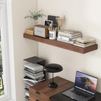 48 Inch Walnut Floating Shelf | 12 Inch Deep Floating Shelves Set of 1 | 48" D x 12" D Rustic Wood Shelves for Wall | Deep Wa