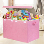 122L Large Toy Box Chest with Lid, Foldable Toy Storage Organizer Bin Boxes with Removable Divider for Kids, Boys, Girls, Nur
