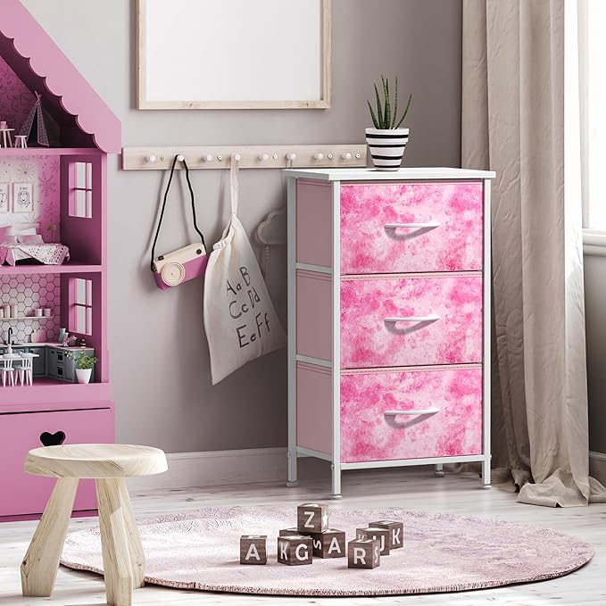 Sorbus Nightstand Storage Organizer Chest with 3 Drawers - Kids Girls, Boys Bedroom Furniture Chest for Clothes, Closet Organ