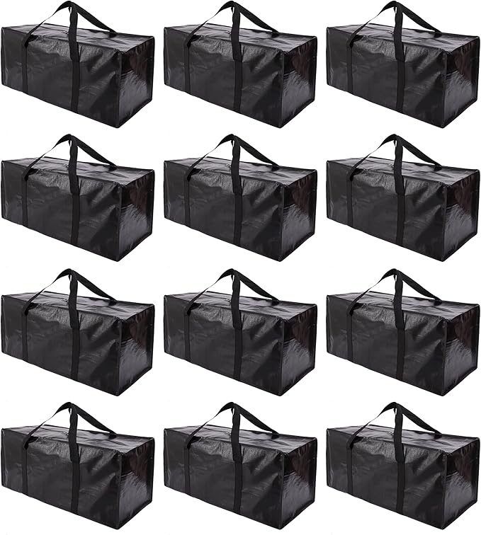 PANDA JOYS Extra Large Moving Bags with Zippers & Carrying Handles, Heavy-Duty Storage Tote for Space Saving Moving Storage, 