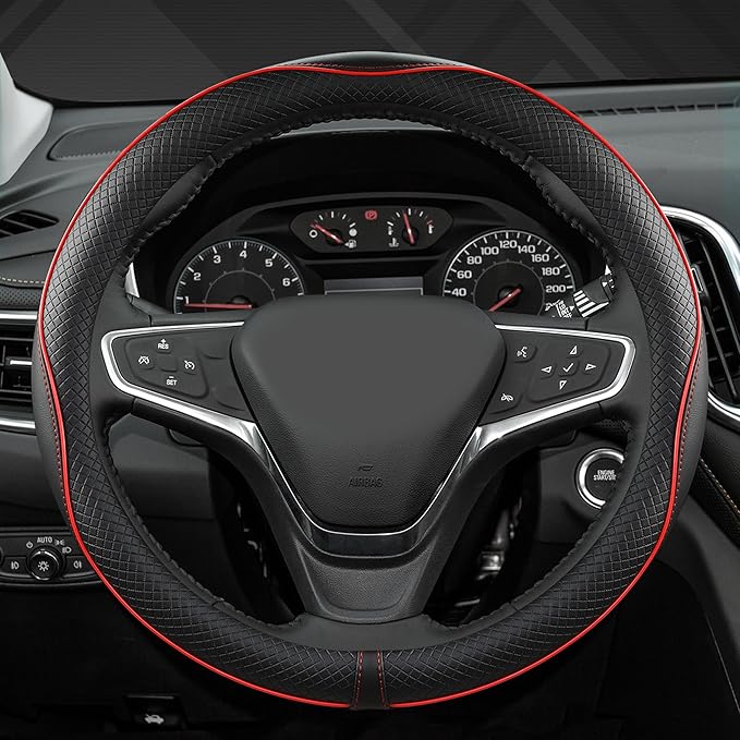 West Llama Microfiber Leather Car Steering Wheel Cover for Chevy Silverado,Tahoe,Equinox,Traverse,Trailblazer,Colorado (Black