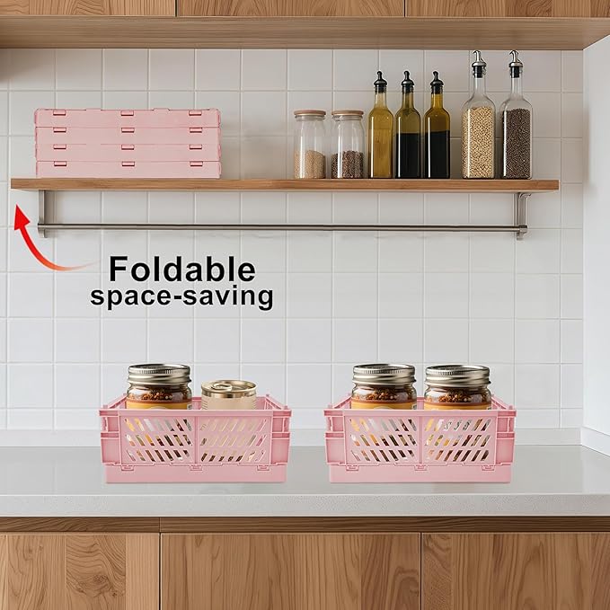 2 Pack Mini Foldable Small Plastic Baskets for Organizing and Storage，Collapsible Storage Crates,Mini Bins for Home Kitchen B