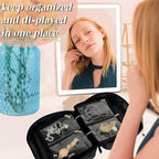 Travel Jewelry Organizer Case,Jewelry Bags for Traveling, Jewelry Binder with 24 Pcs Clear Zipper Velvet Pouches for Storing 