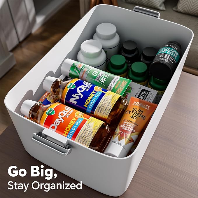 CTIME 3-Tier Medicine Organizer with Pill Case - Portable Pill Case & Empty First Aid Kit for Home, Travel, RV, School, Dorm,