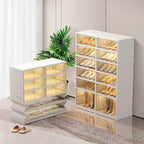 CIMLORD 6-Tier Foldable Shoe Rack Organizer for Closet 24Pairs Plastic Shoe Shelf Collapsible Shoes Storage Box Clear Shoe Bo