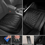 CAR PASS 2 Pack Leather Front Car Seat Covers, Bottom Seat Covers Full Wrapped with Storage Pocket, Anti-Slip Leather Seat Pr