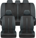 Motor Trend Black & Gray Car Seat Covers Full Set – Front Seat Covers & Rear Bench Seat Cover – Airbag Compatible, 60/40 Spli