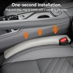 Car Seat Gap Filler - 2 Pack Premium Leather Console Blockers for Cars, Trucks & SUVs - Adjustable 1.4-2.4 Inch Width - Prevents Items Falling Between Seats (Grey)