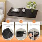 Foldable Floating Wall Shelves 20 inch, Bathroom Shelves Wall Mounted,12" Deep Wood Floating Kitchen shelves,Easy to Install 