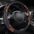 CAR PASS Wood Grain Microfiber Leather Sporty 14.5-15 inch Steering Wheel Cover Universal Fits for 95% Truck,SUV,Cars, Anti-S