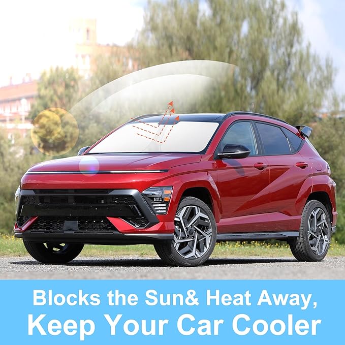 Front Windshield Sun Shade Foldable Window Sun Shade Visor Custom Fit for 2024-2026 Hyumdai Kona Block UV Rays Car Accessories Heat Sun Shield Keep Car Cooler