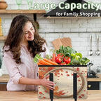 Reusable Grocery Bag, Foldable Large Shopping Tote Bag for Groceries Kitchen Picnic Car Trunk