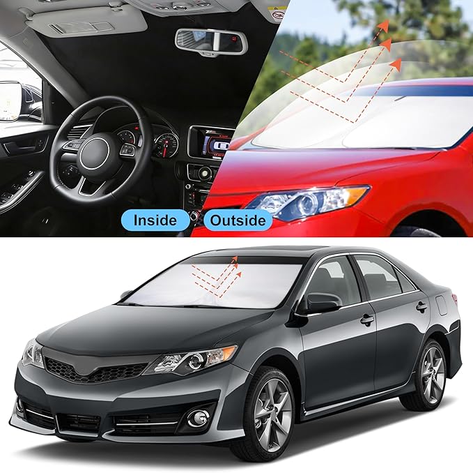 Front Windshield Sun Shade Foldable Car Front Window Sun Shade Windshield Shade Custom Fit for 2012-2017 Toyota Camry Block UV Rays Heat Keep Car Cooler