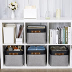 DULLEMELO Canvas Storage Bin with Handles, Fabric Bins for Shelves, Bedroom, Office,Nursery,Fabric Storage Baskets for Toys, 