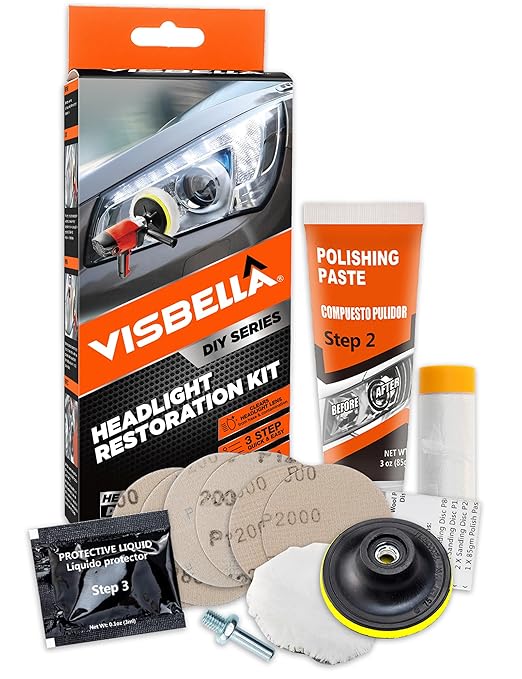 Auto Vehicle Headlight Restoration Kit, DIY Car Care Electric Repair Kit to Restore Oxidation Hazy Yellow Scratch for Headlig
