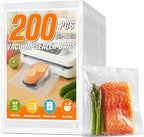 FUNFERY Precut Vacuum Sealer Bags for Food, 200 Pint 6" x 10", Food Long-Term Storage and Sous Vide Commercial-Grade Bag, BPA