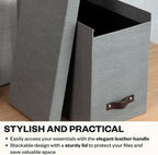 Bigso John Desktop File Box - Storage Solution and Document Organizer for Important Paperwork - Durable Hanging File Box with