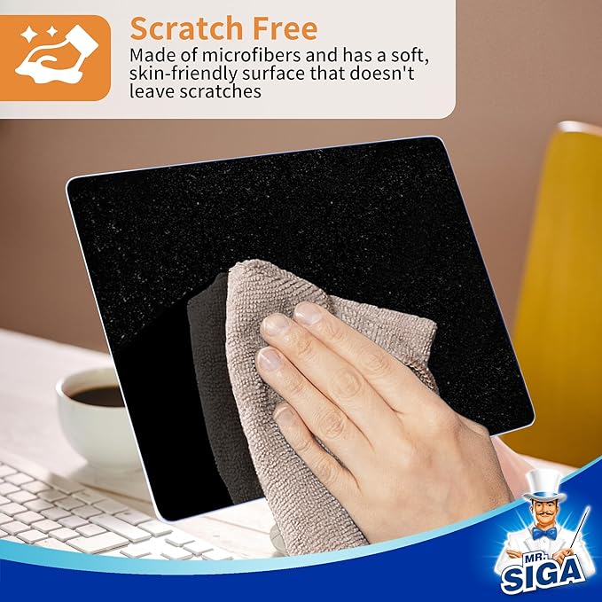 MR.SIGA Microfiber Cleaning Cloths, All-Purpose Surface Microfiber Towels, Streak Free Cleaning Rags, Pack of 12, Wheat, Size