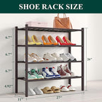 Smiry Shoe Rack, 4 Tier Bamboo Shoe Organizer, Stackable Free Standing Wooden Shoe Storage Shelf for Closet, Entryway, Front 