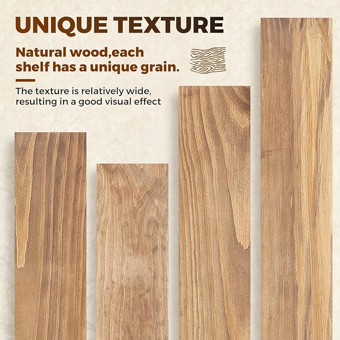 Floating Wall Shelf 48x6.8x1.7 Inch – Solid Wood Shelf in Dark Oak Finish – Extra Long Wall Mounted Rustic Display Shelf for 