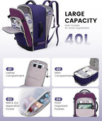 LOVEVOOK Large Travel Backpack for Women, TSA Carry on Backpack for Airplanes, 40L Personal Item Travel Bag for Women fits 17