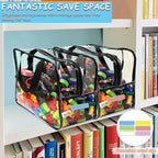 6 Packs Widen X-Large Toy Storage Bags 12.6×9.25×6.9In with Labels, Reusable Clear PVC Board Game Storage, Travel Waterproof 
