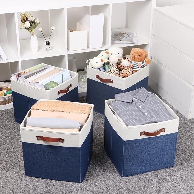 Temary Fabric Storage Bins for Cube Organizer 4 Pack Cube Storage Bins 13 Storage Cubes for Shelves Storage Baskets for Organ