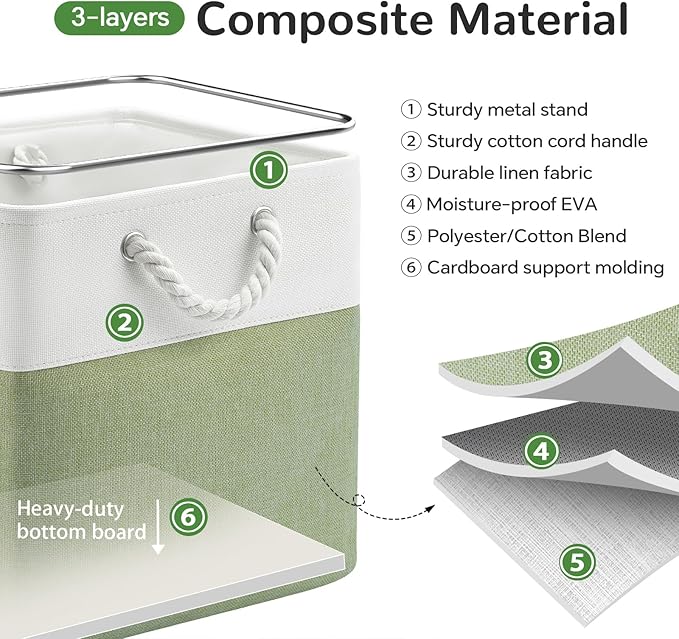 13 x 13 Inch Cube Storage Bins, 6 Pack Fabric Storage Basket with Handles, Foldable Boxes Organizer for Shelf Baskets for Hom