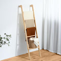 Taozun 66in Boho-Style Blanket Ladder for Living Room Decor, Wall-Leaning Farmhouse Display Towel Rack for Throw Quilt with L