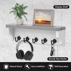 Nekon Key Holder for Wall, 11.8" W x 3.5" H x 2.8" D Decorative Key Organizer with Floating Shelf, Wall Mount Key Rack with 5
