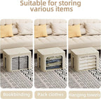 FHSQX 8 Pack Clothes Storage Bins - Foldable Storage Bins for Clothes Fabric Storage Box with Metal Frame (Beige, 19.7x15.7x1
