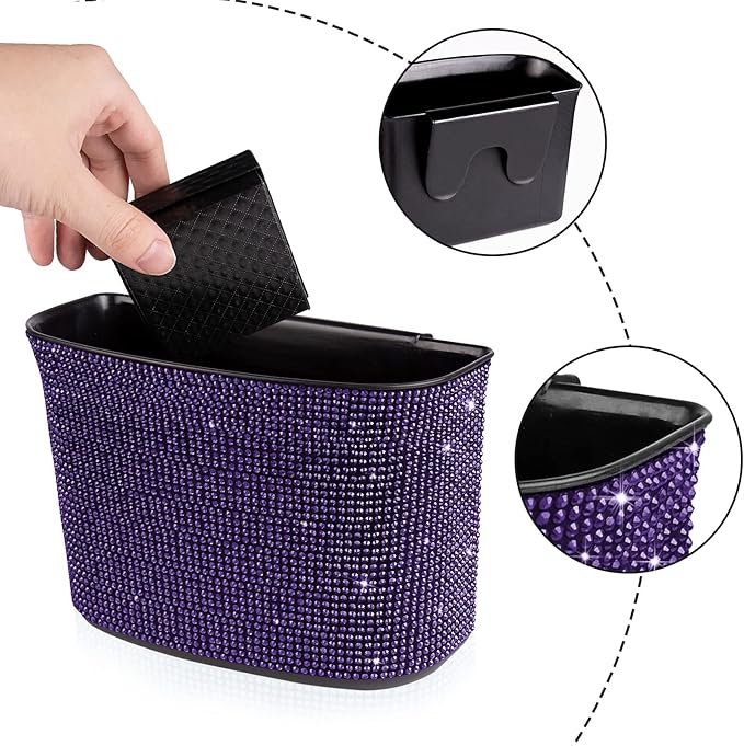 eing 2 x Car Garbage Bags Hanging Trash Bags for Rear Gear Lever Center Console 100% Waterproof Purple