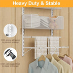 VyGrow Over the Door Storage Organizer with 3 Tier Mesh Baskets 2 Hanging Rods, 2 Mounting Options, Heavy Duty Clothes Hanger