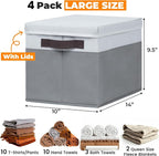 Large Closet Storage Baskets Bins with Lids 4 Pack, Storage Baskets for Organizing Shelves Nursery Bedroom, Home Dorm Closet 