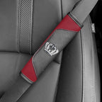 Car Seat Belt Cover 2 Pcs Leather Shoulder Pad with Bling Crown Protector Car Safety Strap Covers Accessories,Wine red
