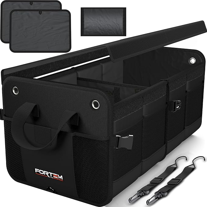 FORTEM Trunk Organizer For SUV Car Organizer and Storage, Multi-Compartment Storage Bag Car Accessories for Women Men, Perfect