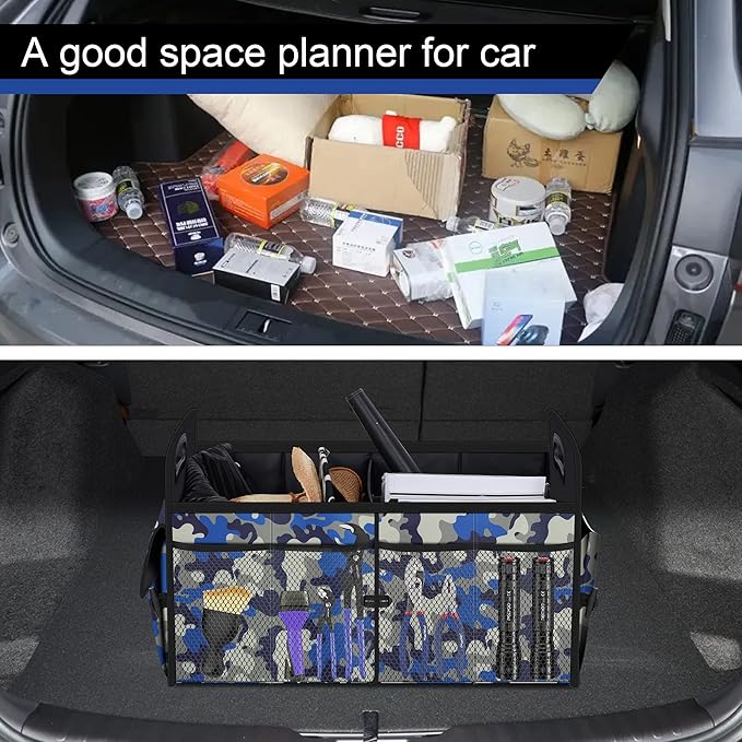 Femuar Car Trunk Organizer with 72L Large Capacity Waterproof Collapsible and 11 Pockets, Trunk Organizer for Car SUV/Jeep/Se