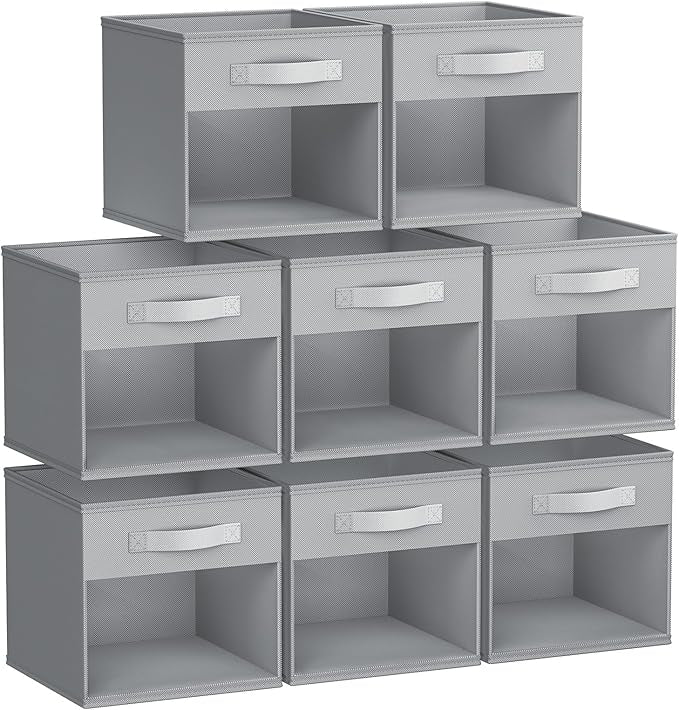 DIMJ Storage Cubes, Cube Storage Bin, 8 Pack Foldable Storage Cubes with Window, Closet Storage Bins with Handle, 12.2x 12.2 