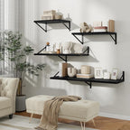 Floating Shelves, 36“W x 12”D Wall Shelves Set of 2, 12 Inch Deep Rustic Wood Wall Storage, Heavy Duty Metal Brackets, Large 