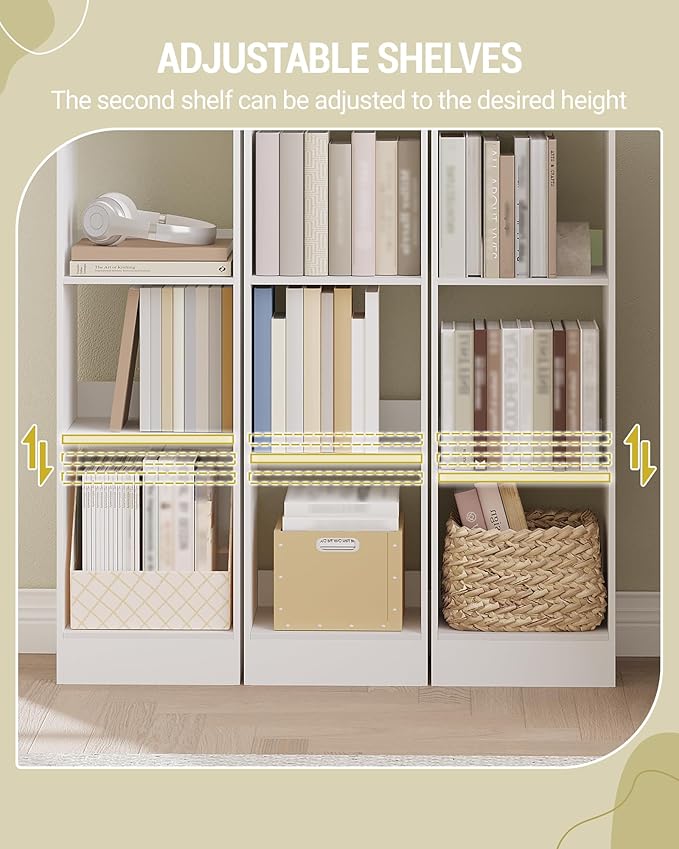 Hzuaneri Bookcase, Tall Narrow Bookshelf, Open Display Storage Shelf, Skinny Cube Book Shelf with Adjustable Shelves, CD Rack