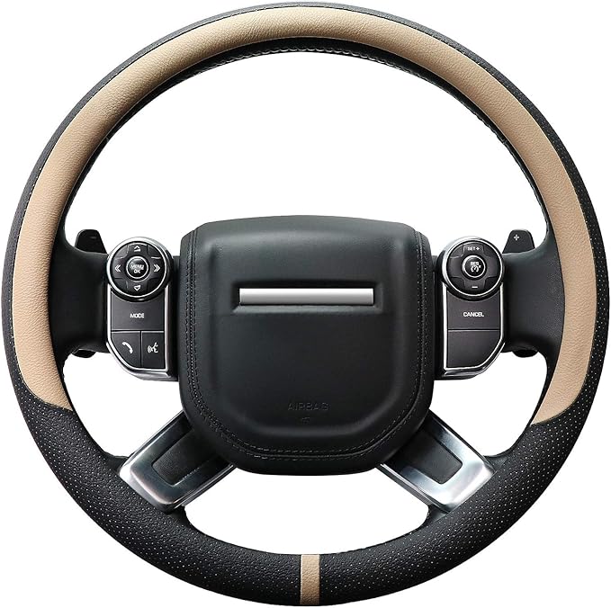 COFIT Breathable Car Steering Wheel Cover 16 inch Auto Universal Leather Wrap Non-Slip Steeringwheel Protector Automotive Int