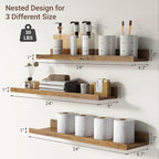 Axeman Picture Ledge Shelf | 24 Inch Brown Floating Shelves Set of 3 | Rustic Brown Wood Wall Shelves with Lip | 24" Picture 